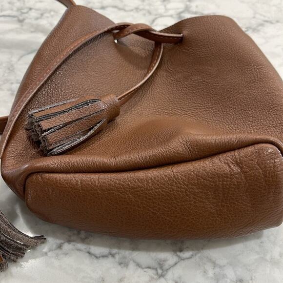 Shaffer Los Angeles Brown Leather La Greta Crossbody Bag 8.5"x6"x2" - Picture 3 of 5